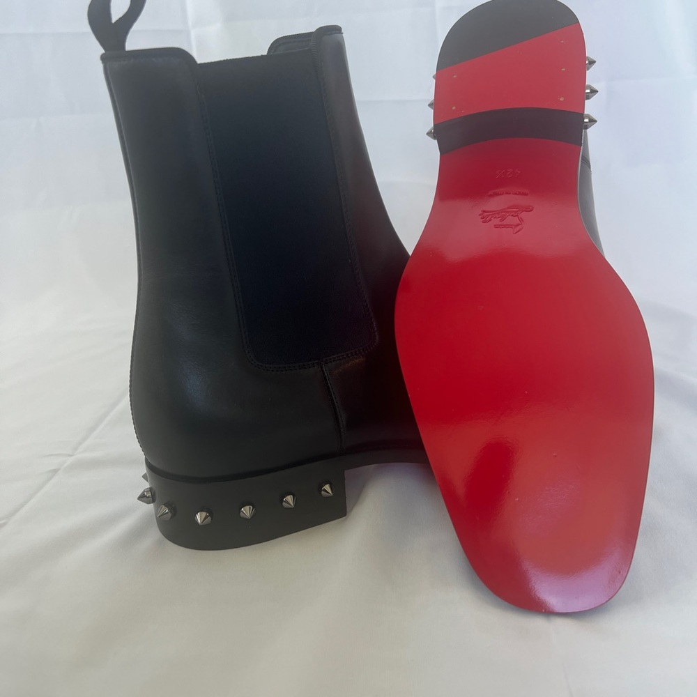 Christian Louboutin Black and Red Studded Boots